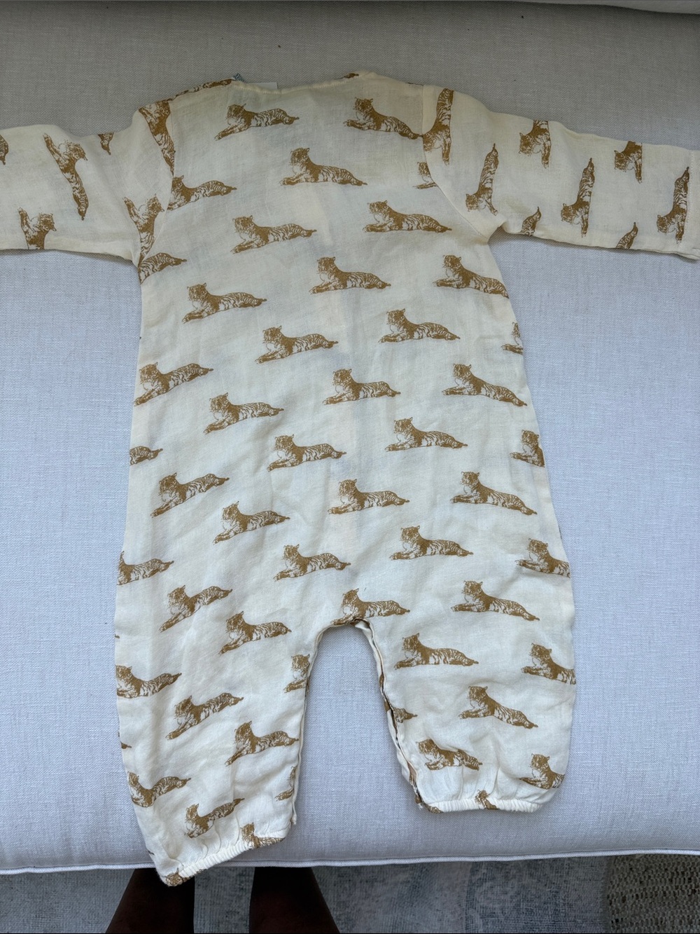 kate quinn Cream One-Piece Footie with Brown Tiger Print - Picture 4 of 4